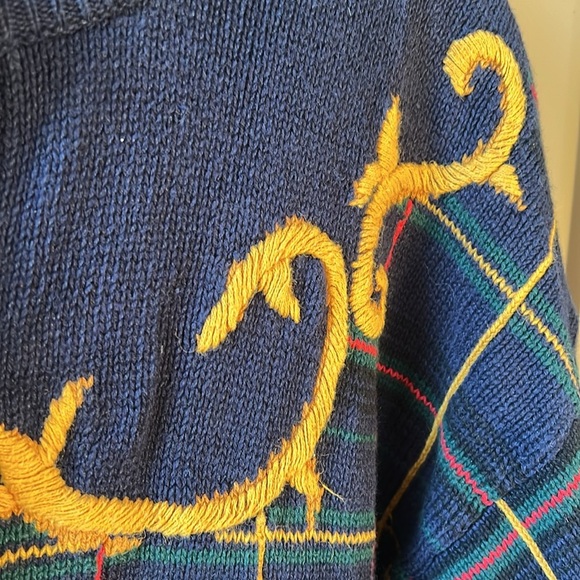 Sarah Alexander Vintage SzL Cotton Ramie Old Money Tartan Plaid Cardigan Sweater - Picture 4 of 7